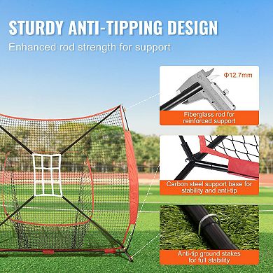Portable 7×7 ft Training Net Kit with Nine-Grid Target, Tee, and Collector