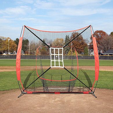 Portable 7×7 ft Training Net Kit with Nine-Grid Target, Tee, and Collector