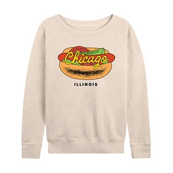 Women's Chicago, Illinois Hot Dog French Terry Long Sleeve Tee