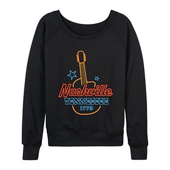 Women's Nashville, Tennessee Guitar Neon Sign French Terry Long Sleeve Tee
