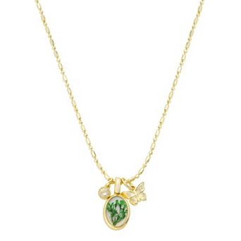 Love This Life® 14k Gold Flash Plated Cubic Zirconia & Butterfly Charm Pendant Necklace