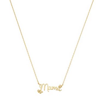 Love This Life® 14k Gold Flash Plated Cubic Zirconia Flower "Mama" Pendant Necklace