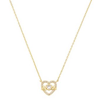 Love This Life® 14k Gold Flash Plated Cubic Zirconia "Mom" Open Heart Pendant Necklace