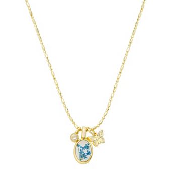 Love This Life® 14k Gold Flash Plated Cubic Zirconia & Butterfly Charm Pendant Necklace