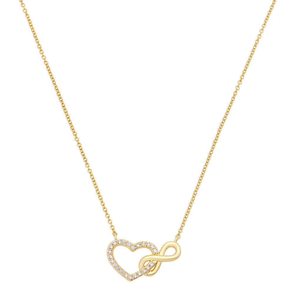 Brilliance 14k Gold Flash Plated Cubic Zirconia Heart Infinity