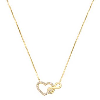 Brilliance 14k Gold Flash Plated Cubic Zirconia Heart Infinity Pendant Necklace