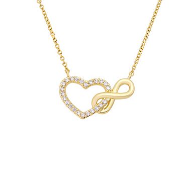 Brilliance 14k Gold Flash Plated Cubic Zirconia Heart Infinity Pendant Necklace