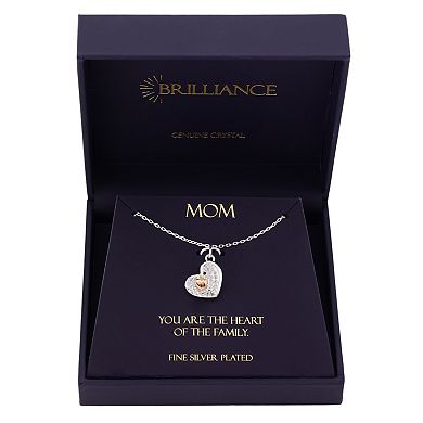 Brilliance Fine Silver Plated Cubic Zirconia Mom Heart Pendant Necklace