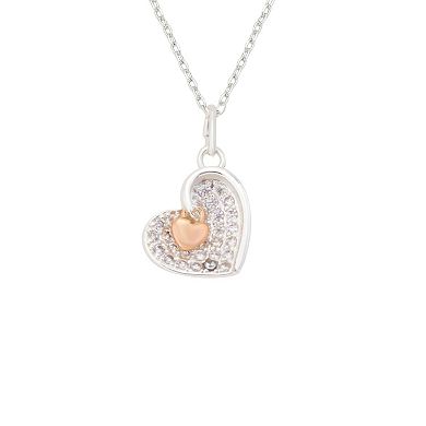 Brilliance Fine Silver Plated Cubic Zirconia Mom Heart Pendant Necklace