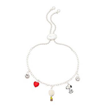 Peanuts Fine Silver Plated Snoopy Charm Bolo Bracelet