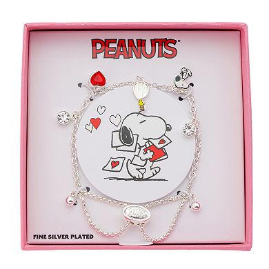Peanuts Fine Silver Plated Snoopy Charm Bolo Bracelet