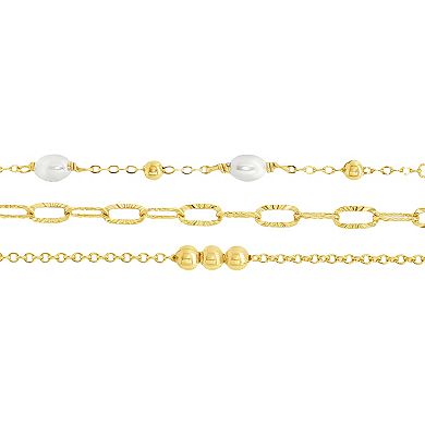 PRIMROSE Simulated Pearl & Cubic Zirconia Accent Beaded Bracelet Trio Set
