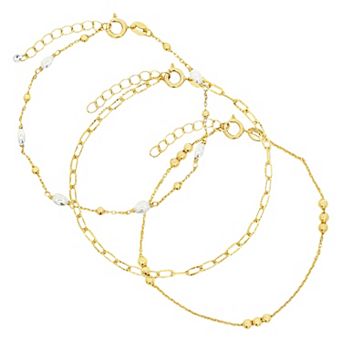 PRIMROSE Simulated Pearl & Cubic Zirconia Accent Beaded Bracelet Trio Set