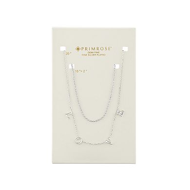 PRIMROSE Fine Silver Plated Cubic Zirconia Accent "LOVE" Chain Duo Set
