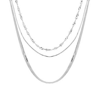 PRIMROSE Fine Silver Plated Cubic Zirconia Beaded Necklace Trio Set