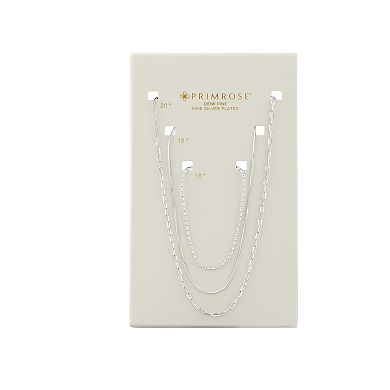 PRIMROSE Fine Silver Plated Cubic Zirconia Accent Oval Beaded Necklace Trio Set