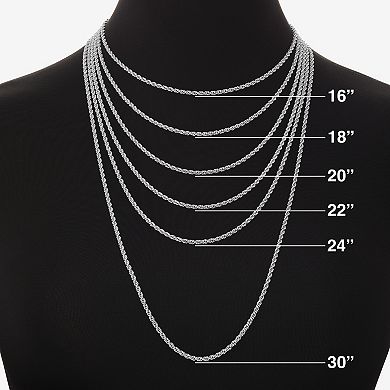 PRIMROSE Fine Silver Plated Cubic Zirconia Heart Station, Singapore & Figaro Chain Trio Set