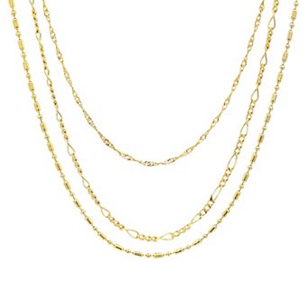 PRIMROSE 14k Gold Flash Plated Cubic Zirconia Accent Necklace Trio Set