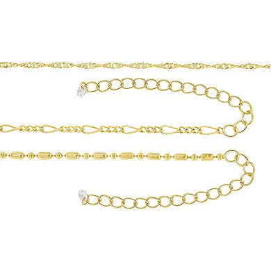 PRIMROSE 14k Gold Flash Plated Cubic Zirconia Accent Necklace Trio Set