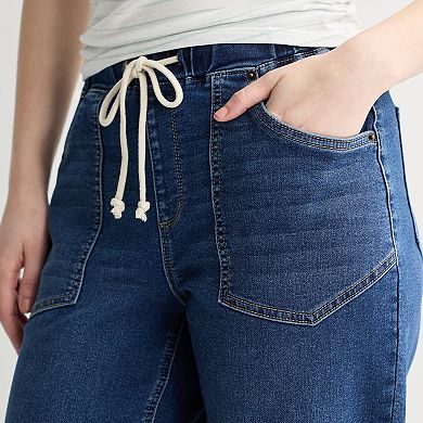 Juniors' Project Indigo High Rise Knit Straight Jeans
