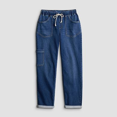 Juniors' Project Indigo High Rise Knit Straight Jeans