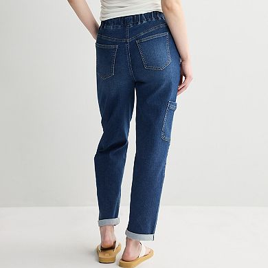 Juniors' Project Indigo High Rise Knit Straight Jeans