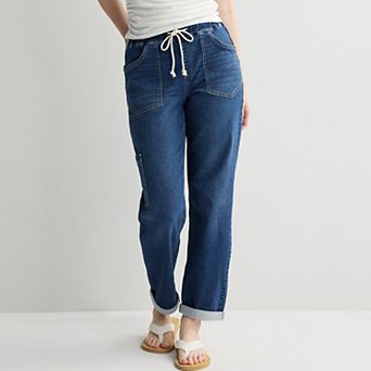 Juniors' Project Indigo High Rise Knit Straight Jeans