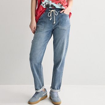 Juniors' Project Indigo High Rise Knit Straight Jeans