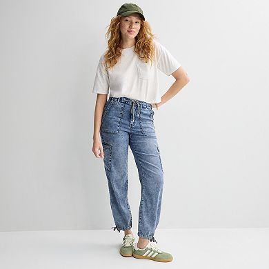 Juniors' Project Indigo High-Rise Denim Jogger Pants