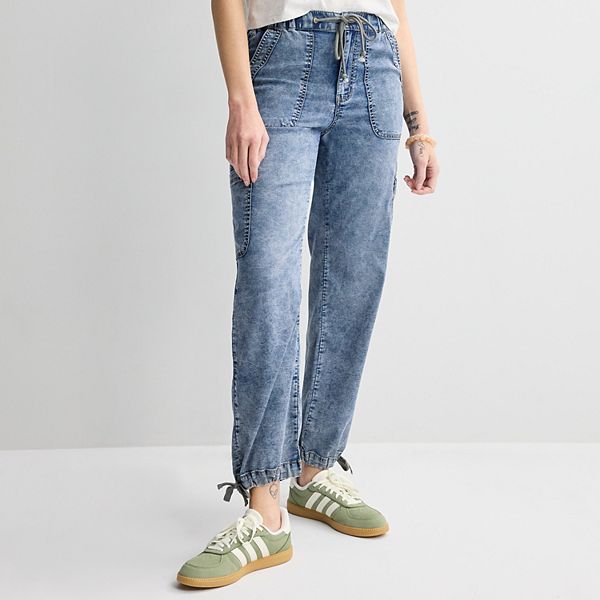 Juniors' Project Indigo High-Rise Denim Jogger Pants