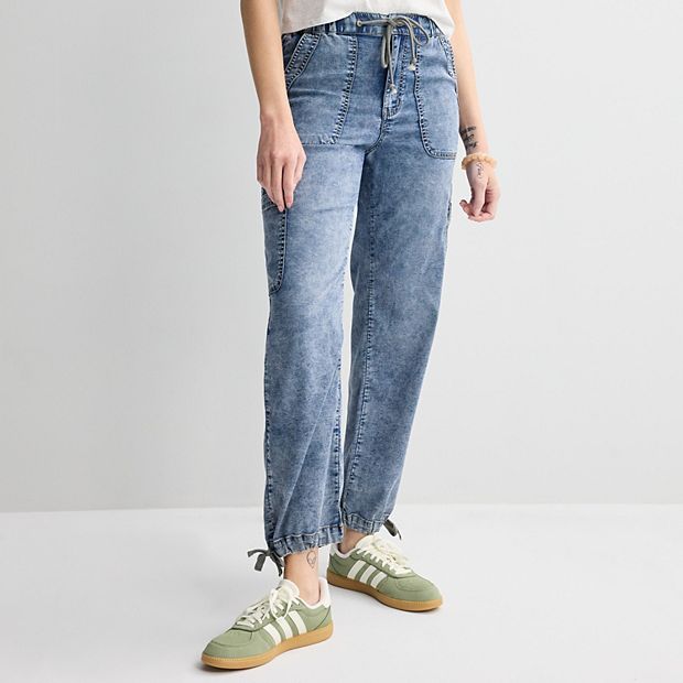 Juniors' Project Indigo High-Rise Denim Jogger Pants