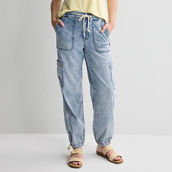 Juniors' Project Indigo High-Rise Denim Jogger Pants