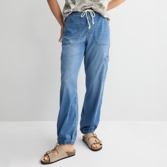 Juniors' Project Indigo High-Rise Denim Jogger Pants
