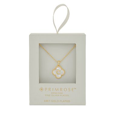 PRIMROSE Gold-Plated Mother-of-Pearl Initial Clover Pendant Necklace