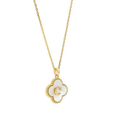 PRIMROSE Gold-Plated Mother-of-Pearl Initial Clover Pendant Necklace