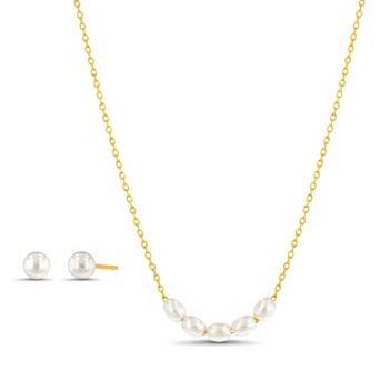 petit cheris Pearl Earring & Necklace Set