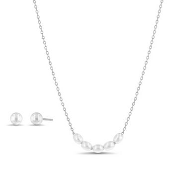 petit cheris Pearl Earring & Necklace Set