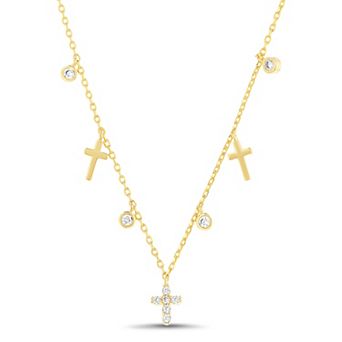 petit cheris 14k Gold Over Brass Cubic Zirconia Charm Necklace