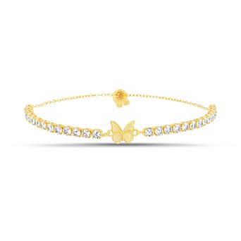 petit cheris 14k Gold Adjustable Butterfly Tennis Bracelet