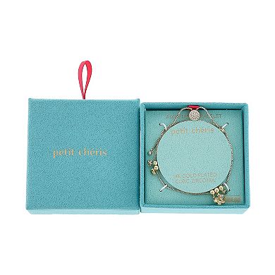 petit cheris 14k Gold Adjustable Butterfly, Flower & Heart Charm Bracelet