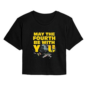 Juniors' Star Wars May The Fourth Be With You Cropped Tee