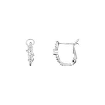 PRIMROSE Fine Silver Plated Marquise Cubic Zirconia Hoop Earrings