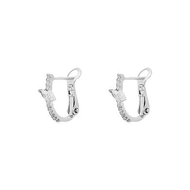 PRIMROSE Fine Silver Plated Marquise Cubic Zirconia Hoop Earrings