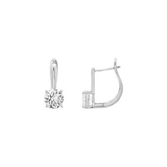 PRIMROSE Fine Silver Plated Round Cubic Zirconia Lever Back Earrings