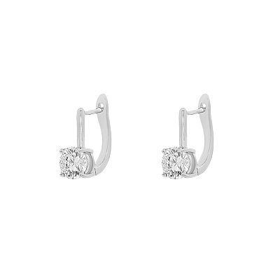 PRIMROSE Fine Silver Plated Round Cubic Zirconia Lever Back Earrings