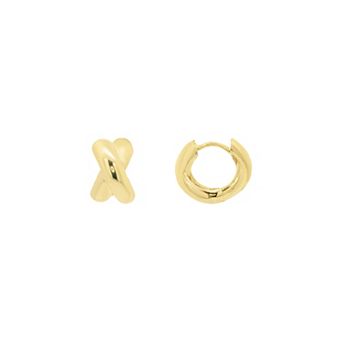 PRIMROSE 14k Gold Flash Plated Polished Crossover Hoop Earrings
