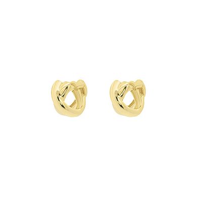 PRIMROSE 14k Gold Flash Plated Polished Crossover Hoop Earrings