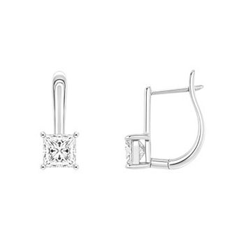 PRIMROSE 14k Gold Flash Plated Cushion Cut Cubic Zirconia Lever Back Earrings