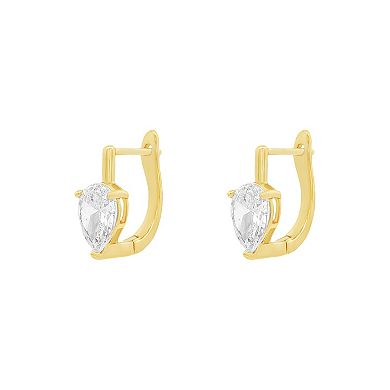 PRIMROSE 14k Gold Flash Plated Cubic Zirconia Teardrop Earrings