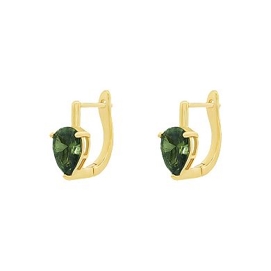 PRIMROSE 14k Gold Flash Plated Pear Cubic Zirconia Teardrop Earrings